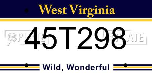 45T298 West Virginia License Plate