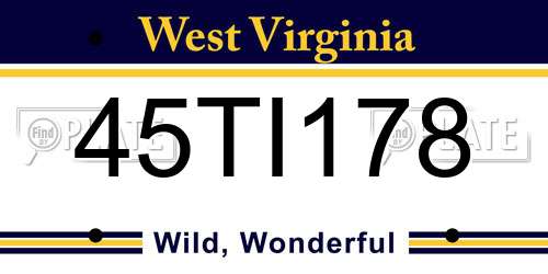 45TI178 West Virginia License Plate