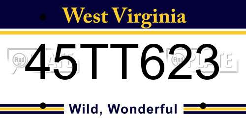 45TT623 West Virginia License Plate