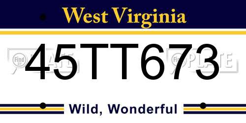 45TT673 West Virginia License Plate