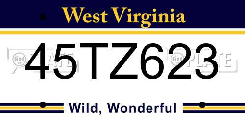 45TZ623 West Virginia License Plate