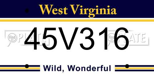 45V316 West Virginia License Plate