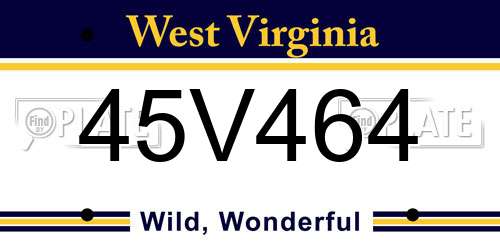 45V464 West Virginia License Plate