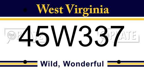 45W337 West Virginia License Plate