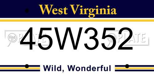 45W352 West Virginia License Plate