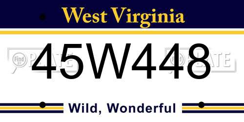 45W448 West Virginia License Plate