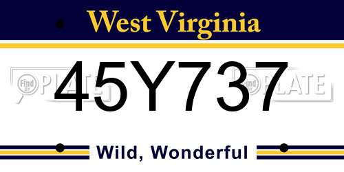 45Y737 West Virginia License Plate