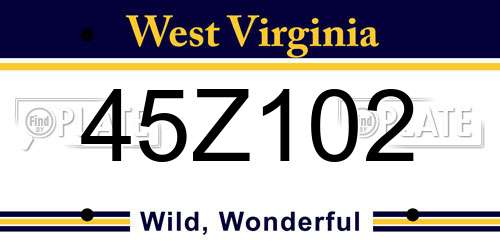 45Z102 West Virginia License Plate