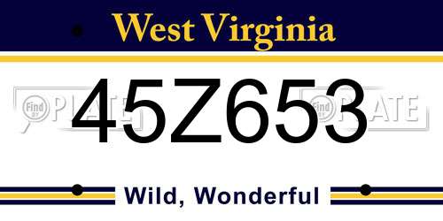 45Z653 West Virginia License Plate