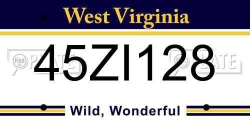 45ZI128 West Virginia License Plate