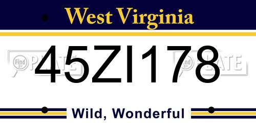 45ZI178 West Virginia License Plate