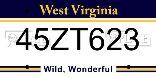 45ZT623 West Virginia License Plate