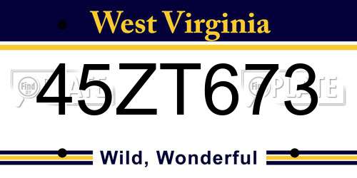 45ZT673 West Virginia License Plate