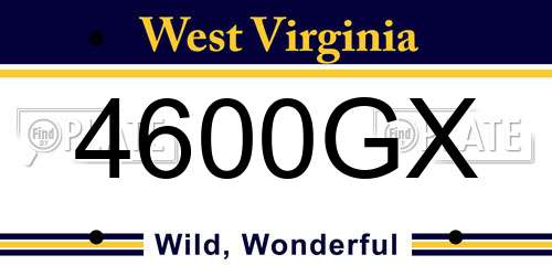 4600GX West Virginia License Plate