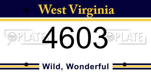 4603 West Virginia License Plate