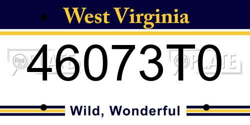 46073T0 West Virginia License Plate