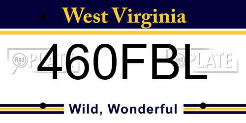 460FBL West Virginia License Plate