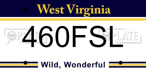 460FSL West Virginia License Plate