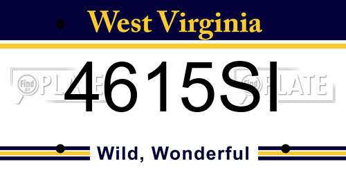 4615SI West Virginia License Plate