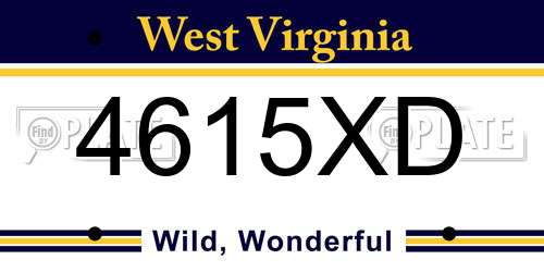 4615XD West Virginia License Plate