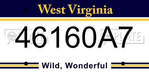 46160A7 West Virginia License Plate