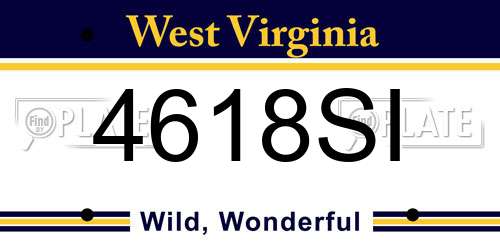 4618SI West Virginia License Plate