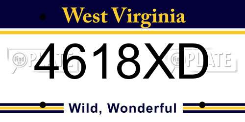 4618XD West Virginia License Plate