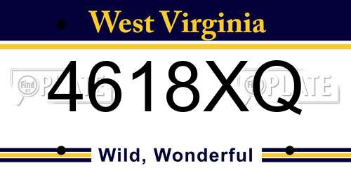 4618XQ West Virginia License Plate