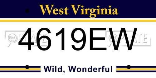 4619EW West Virginia License Plate