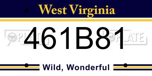 461B81 West Virginia License Plate