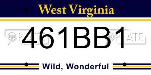 461BB1 West Virginia License Plate