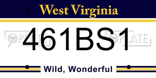 461BS1 West Virginia License Plate