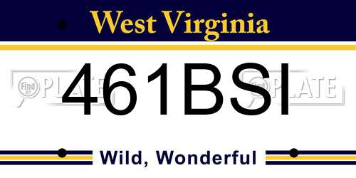 461BSI West Virginia License Plate