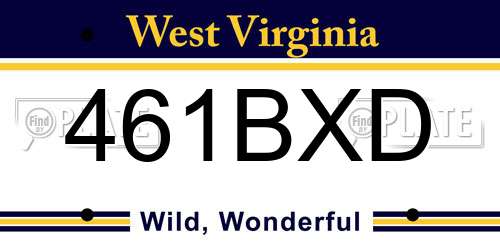 461BXD West Virginia License Plate