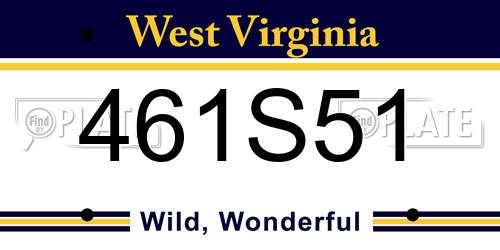 461S51 West Virginia License Plate