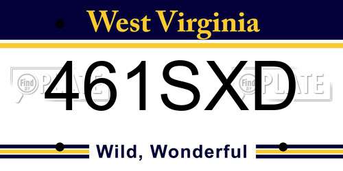 461SXD West Virginia License Plate