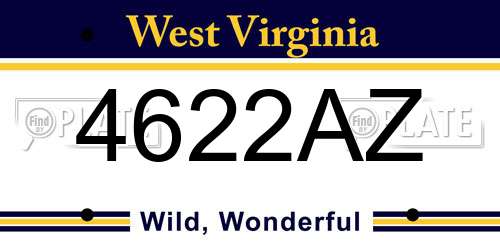 4622AZ West Virginia License Plate