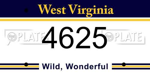 4625 West Virginia License Plate