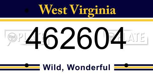 462604 West Virginia License Plate