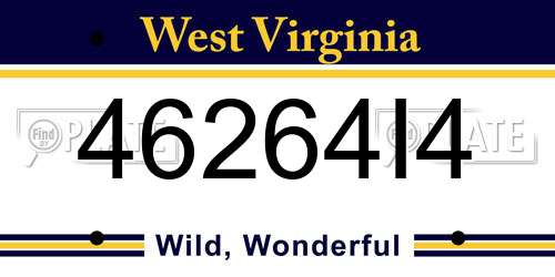 46264I4 West Virginia License Plate