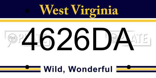 4626DA West Virginia License Plate