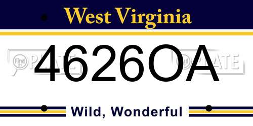 4626OA West Virginia License Plate