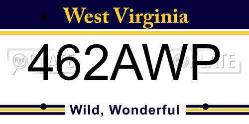 462AWP West Virginia License Plate