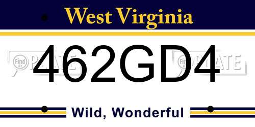 462GD4 West Virginia License Plate