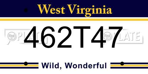 462T47 West Virginia License Plate