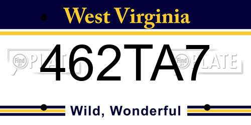 462TA7 West Virginia License Plate