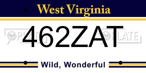 462ZAT West Virginia License Plate
