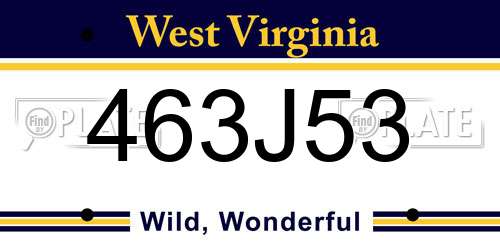 463J53 West Virginia License Plate