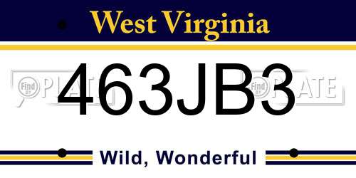 463JB3 West Virginia License Plate