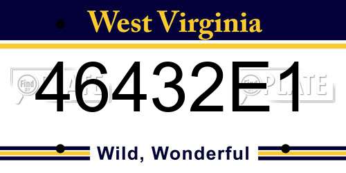 46432E1 West Virginia License Plate